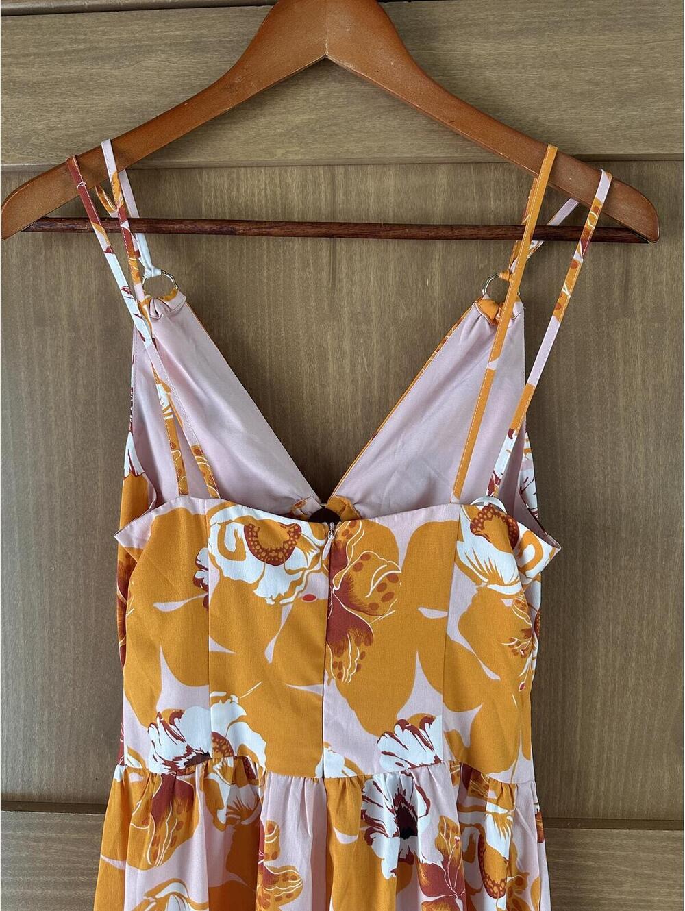 NWT Hello Molly Evergreen Heights Slit Leg Maxi Dress Orange Floral Women’s XS - Picture 12 of 15